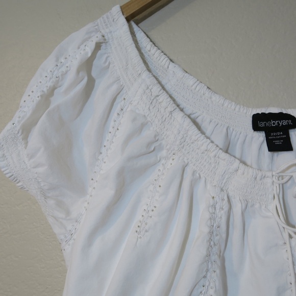 Lane Bryant Milkmaid Dress Boho Mini Beaded Collar Euro Summer Bridal White - Picture 4 of 9